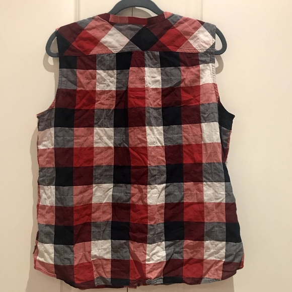 Eddie Bauer sleeveless blouse gingham cotton vest - Picture 4 of 8